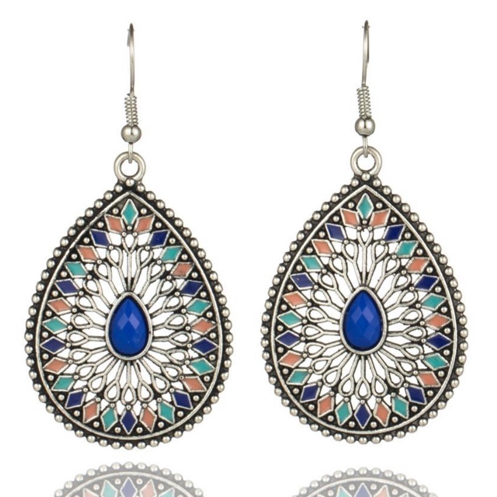 Boho Water Drop Multi-Colored Fashion Earrings